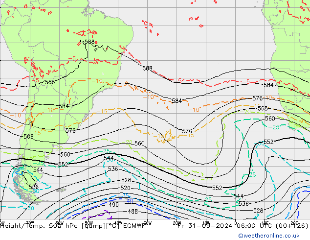 Z500/Regen(+SLP)/Z850 ECMWF vr 31.05.2024 06 UTC