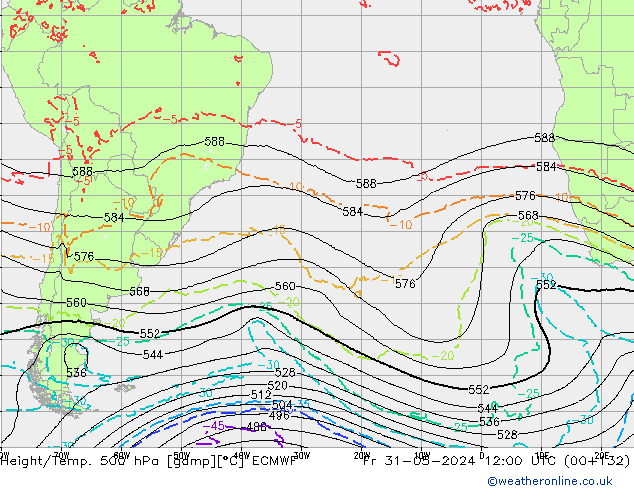 Z500/Rain (+SLP)/Z850 ECMWF Sex 31.05.2024 12 UTC