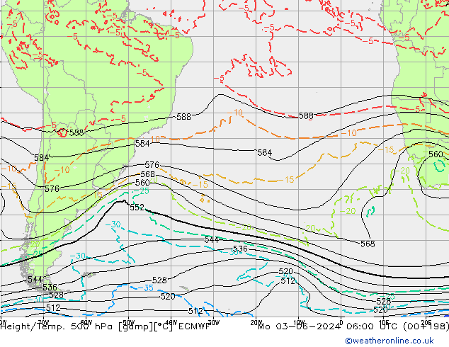 Z500/Yağmur (+YB)/Z850 ECMWF Pzt 03.06.2024 06 UTC