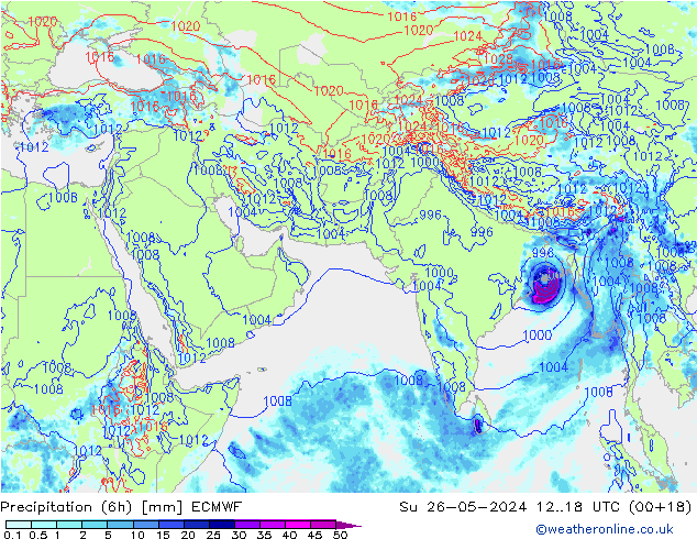 Z500/Rain (+SLP)/Z850 ECMWF Su 26.05.2024 18 UTC