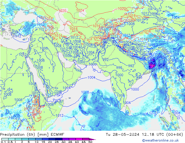 Z500/Rain (+SLP)/Z850 ECMWF Di 28.05.2024 18 UTC