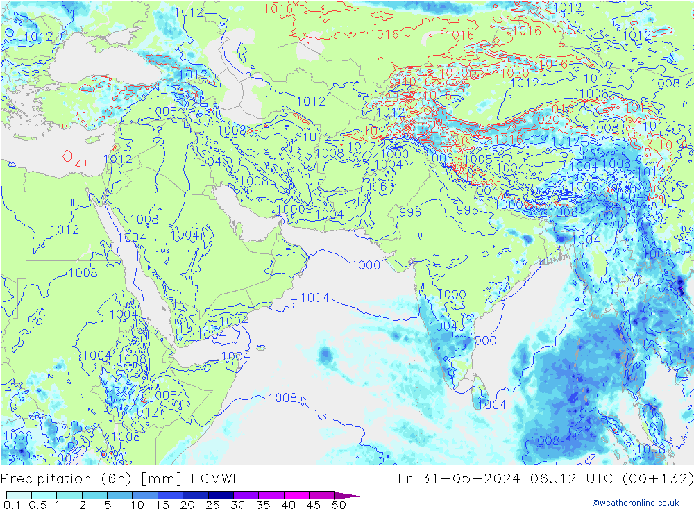 Z500/Rain (+SLP)/Z850 ECMWF Fr 31.05.2024 12 UTC