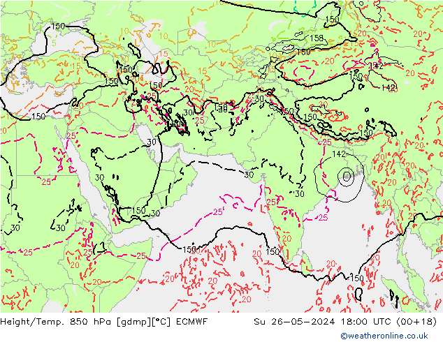 Z500/Rain (+SLP)/Z850 ECMWF Su 26.05.2024 18 UTC