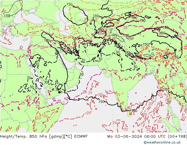 Height/Temp. 850 hPa ECMWF Mo 03.06.2024 06 UTC