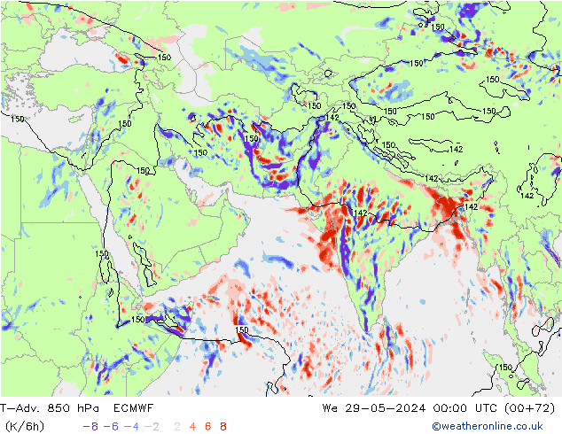 T-Adv. 850 hPa ECMWF We 29.05.2024 00 UTC