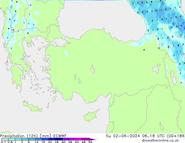 осадки (12h) ECMWF Вс 02.06.2024 18 UTC