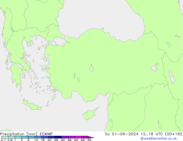 Srážky ECMWF So 01.06.2024 18 UTC