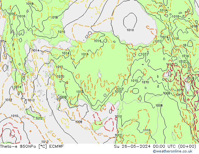 Theta-e 850hPa ECMWF dim 26.05.2024 00 UTC