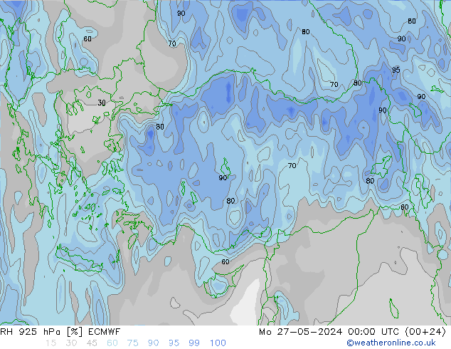 RH 925 hPa ECMWF Po 27.05.2024 00 UTC