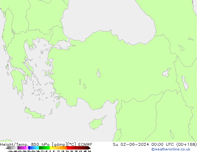 Géop./Temp. 850 hPa ECMWF dim 02.06.2024 00 UTC