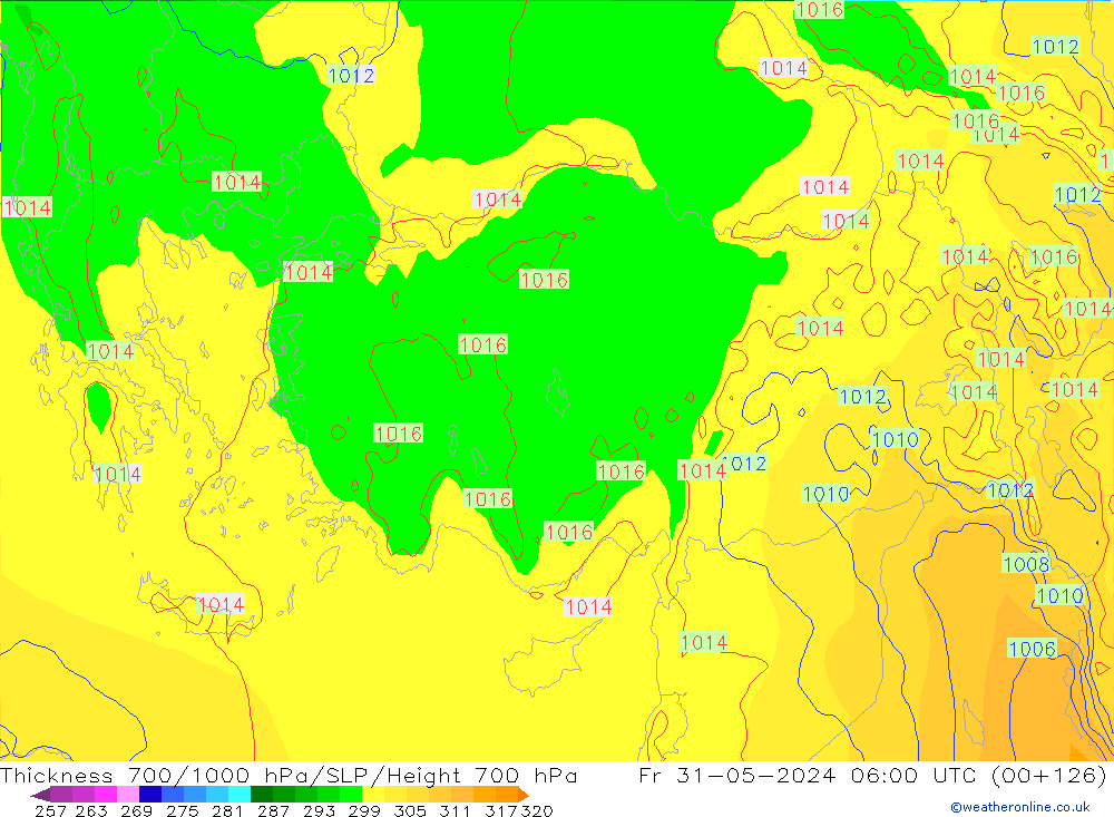 700-1000 hPa Kalınlığı ECMWF Cu 31.05.2024 06 UTC