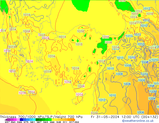 700-1000 hPa Kalınlığı ECMWF Cu 31.05.2024 12 UTC