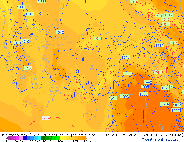 Thck 850-1000 hPa ECMWF Th 30.05.2024 12 UTC