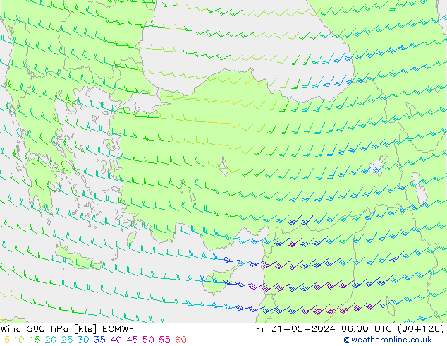 Viento 500 hPa ECMWF vie 31.05.2024 06 UTC