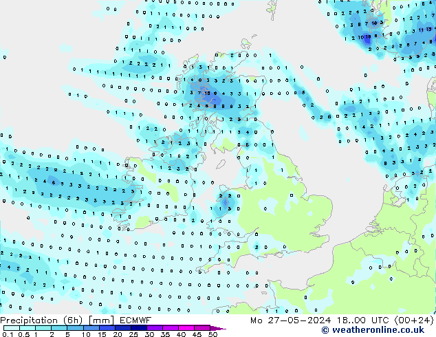 Z500/Rain (+SLP)/Z850 ECMWF lun 27.05.2024 00 UTC