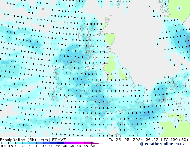 Z500/Rain (+SLP)/Z850 ECMWF Tu 28.05.2024 12 UTC