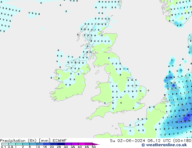 Yağış (6h) ECMWF Paz 02.06.2024 12 UTC