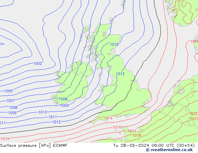 Pressione al suolo ECMWF mar 28.05.2024 06 UTC