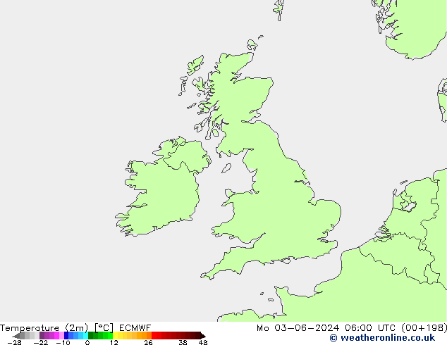 Temperature (2m) ECMWF Mo 03.06.2024 06 UTC