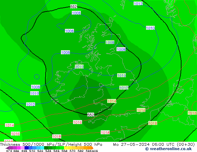 Thck 500-1000hPa ECMWF Mo 27.05.2024 06 UTC