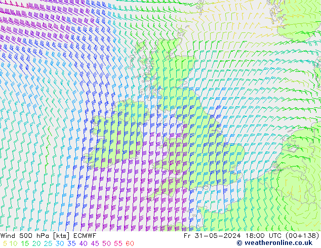 Viento 500 hPa ECMWF vie 31.05.2024 18 UTC