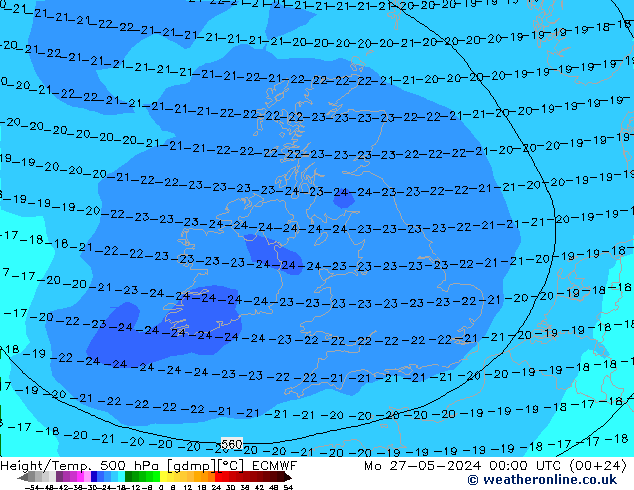 Z500/Rain (+SLP)/Z850 ECMWF lun 27.05.2024 00 UTC