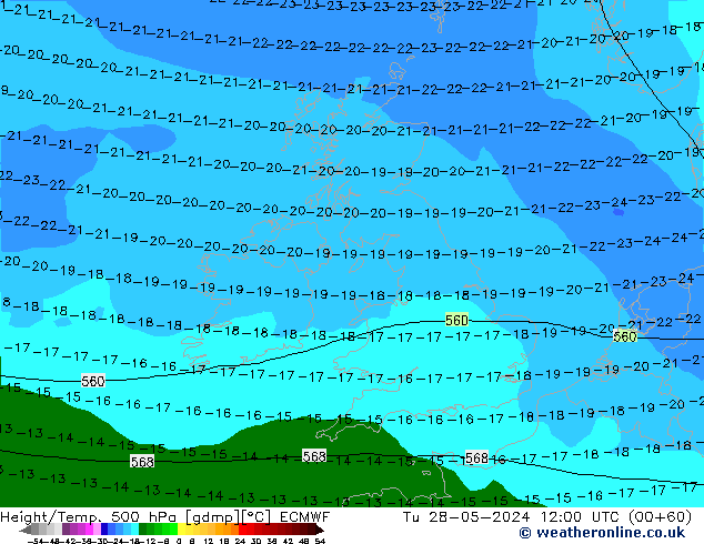 Z500/Rain (+SLP)/Z850 ECMWF Tu 28.05.2024 12 UTC