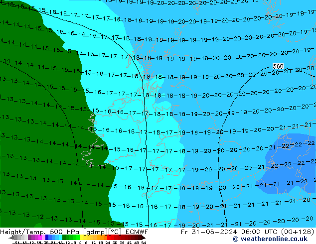 Z500/Rain (+SLP)/Z850 ECMWF Fr 31.05.2024 06 UTC