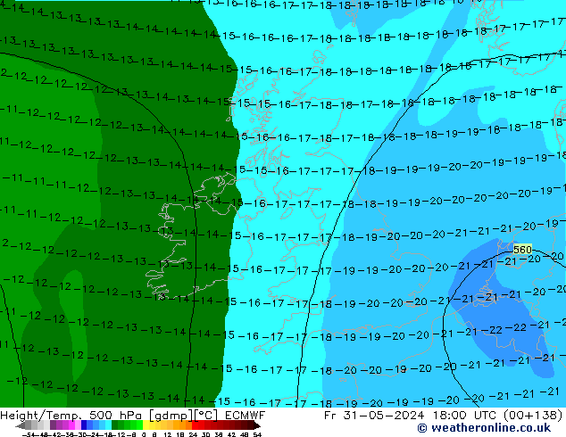 Z500/Rain (+SLP)/Z850 ECMWF ven 31.05.2024 18 UTC