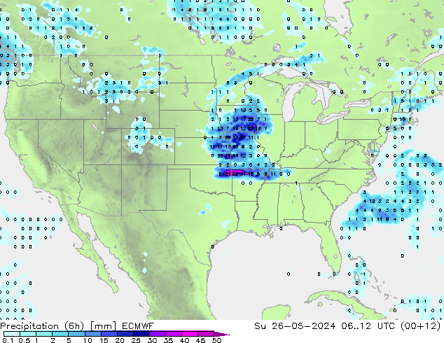 Z500/Yağmur (+YB)/Z850 ECMWF Paz 26.05.2024 12 UTC