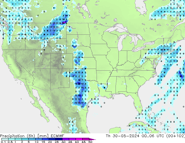 Z500/Rain (+SLP)/Z850 ECMWF gio 30.05.2024 06 UTC