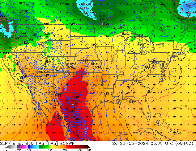 SLP/Temp. 850 hPa ECMWF Ne 26.05.2024 03 UTC