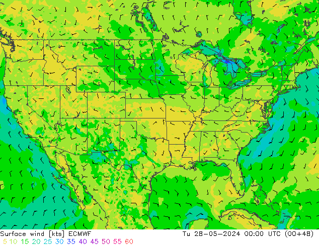 Surface wind ECMWF Tu 28.05.2024 00 UTC