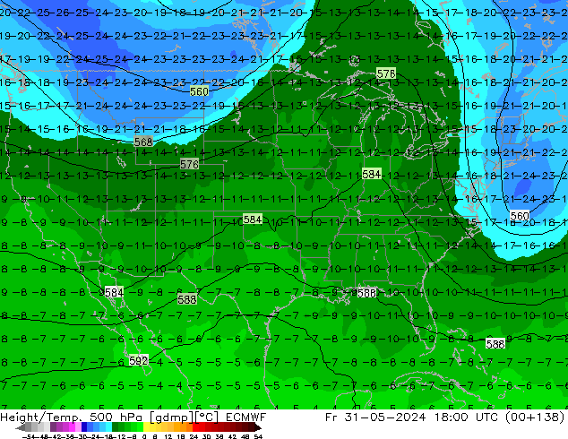 Height/Temp. 500 hPa ECMWF  31.05.2024 18 UTC