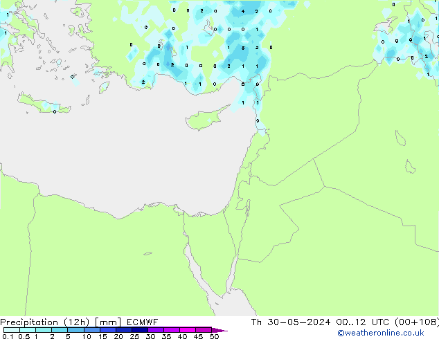 Precipitation (12h) ECMWF Th 30.05.2024 12 UTC