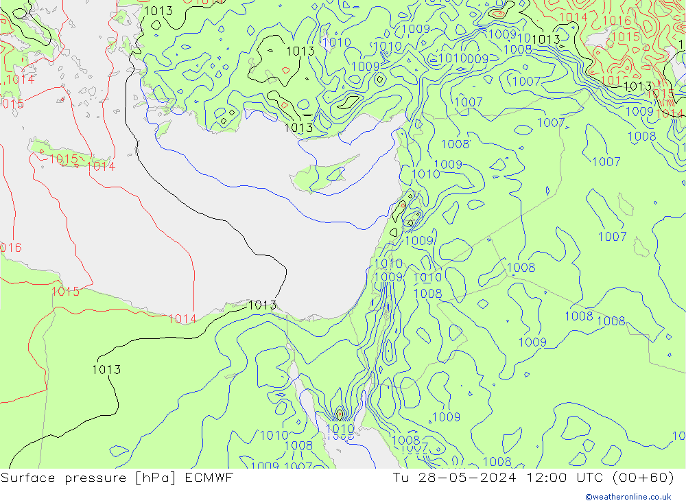 Surface pressure ECMWF Tu 28.05.2024 12 UTC