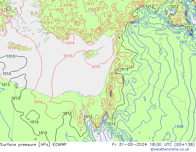 Luchtdruk (Grond) ECMWF vr 31.05.2024 18 UTC