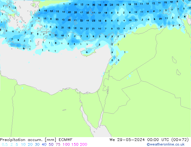 Precipitation accum. ECMWF  29.05.2024 00 UTC