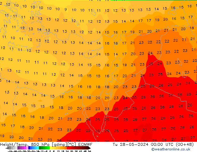 Z500/Rain (+SLP)/Z850 ECMWF wto. 28.05.2024 00 UTC