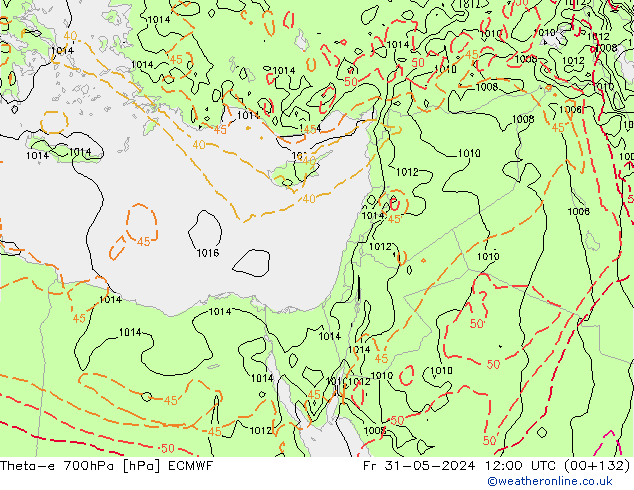 Theta-e 700hPa ECMWF Fr 31.05.2024 12 UTC