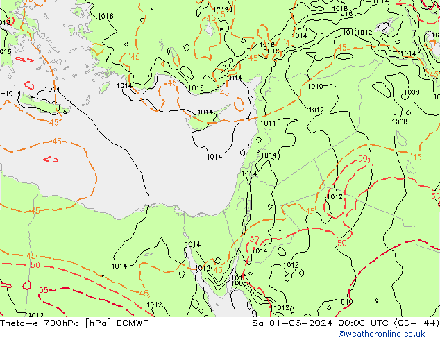 Theta-e 700hPa ECMWF Cts 01.06.2024 00 UTC