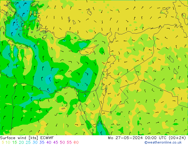 Surface wind ECMWF Mo 27.05.2024 00 UTC