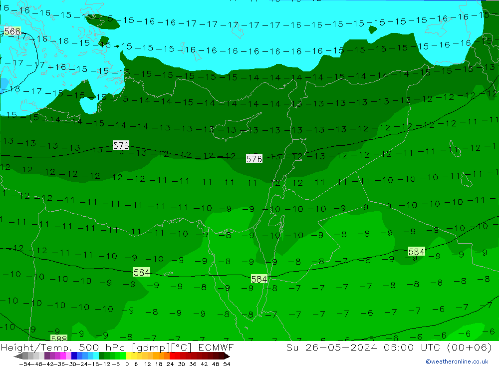 Z500/Rain (+SLP)/Z850 ECMWF Su 26.05.2024 06 UTC