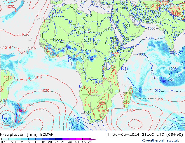 Precipitation ECMWF Th 30.05.2024 00 UTC