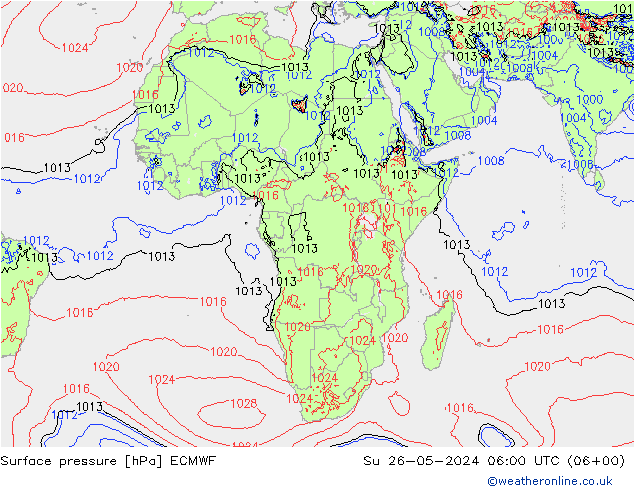 Surface pressure ECMWF Su 26.05.2024 06 UTC