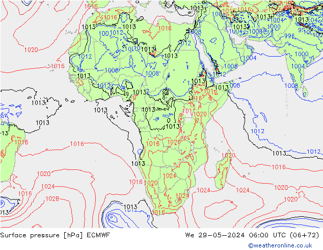 Pressione al suolo ECMWF mer 29.05.2024 06 UTC