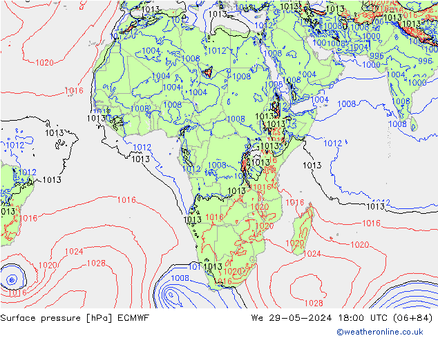 pression de l'air ECMWF mer 29.05.2024 18 UTC