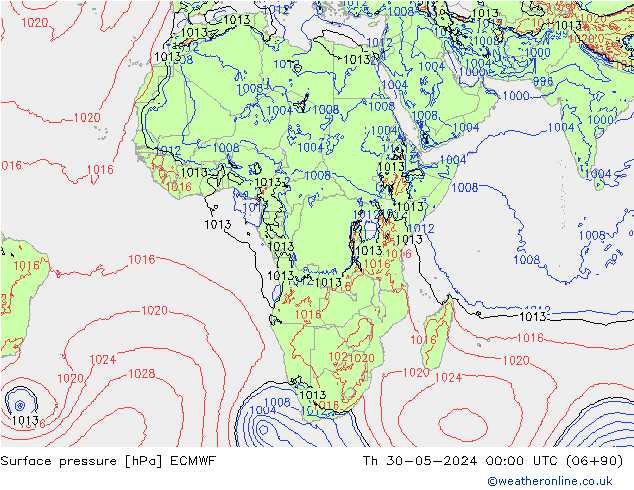 Surface pressure ECMWF Th 30.05.2024 00 UTC