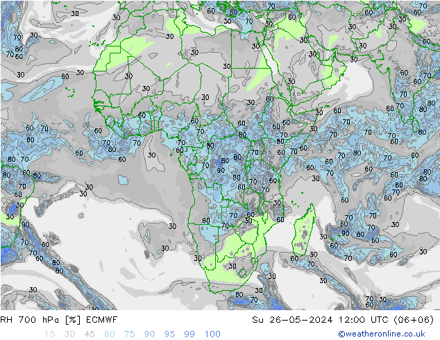 RH 700 hPa ECMWF  26.05.2024 12 UTC