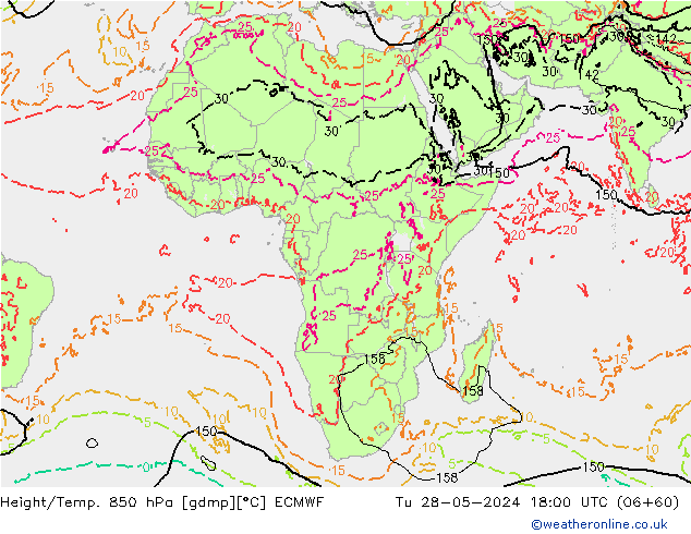 Z500/Rain (+SLP)/Z850 ECMWF Út 28.05.2024 18 UTC